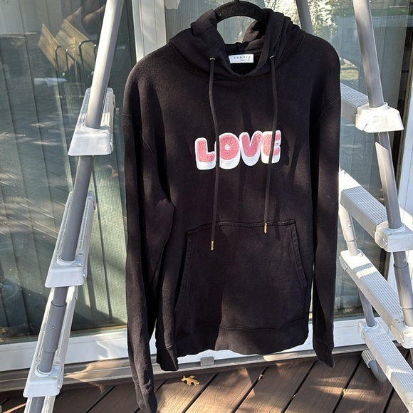 SANDRO PARIS LADIES BLACK HOODIE PINK LOVE!💗 - Picture 4 of 7